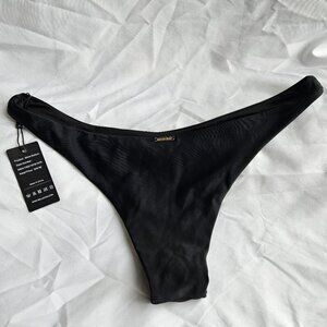 Relleciga Black Cheeky Bikini‎ Bottoms Sz. L NWT
